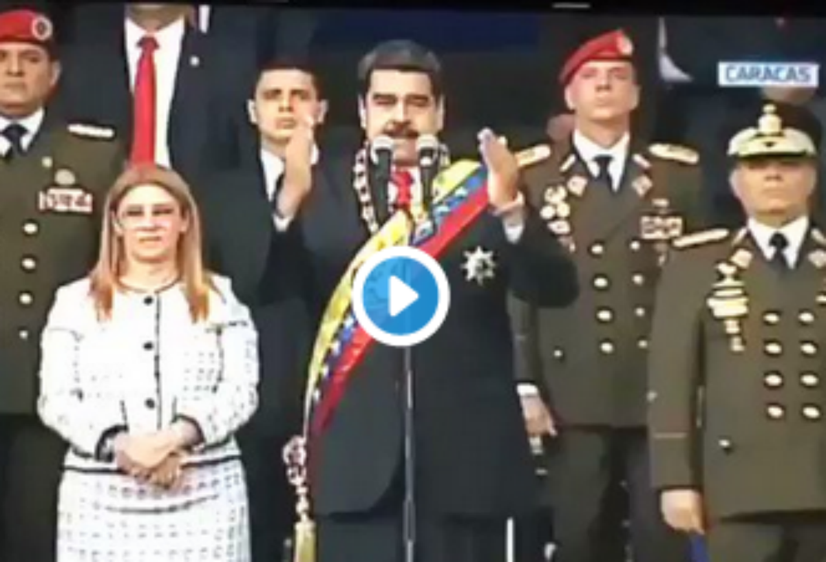 Nicolás Maduro, presidente de Venezuela, cuando sonó la explosión