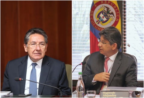 Néstor Humberto Martínez y Alejandro Linares, fiscal general y presidente de la Corte Constitucional, respecitvamente