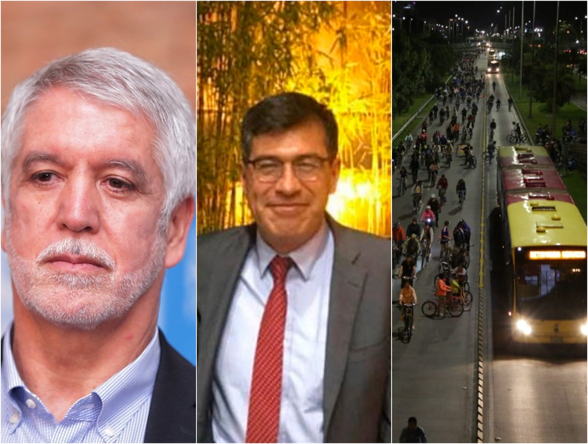 Enrique Peñalosa, alcalde de Bogotá; Álvaro Torres, el funcionario del Banco de la República asesinado y una imagen de la ciclovía noctuna en la capital