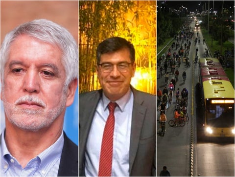 Enrique Peñalosa, alcalde de Bogotá; Álvaro Torres, el funcionario del Banco de la República asesinado y una imagen de la ciclovía noctuna en la capital