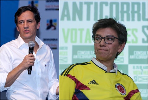 Rafael Nieto Loaiza, ex preaspirante presidencial por el Centro Democrático, y Claudia López, excongresista