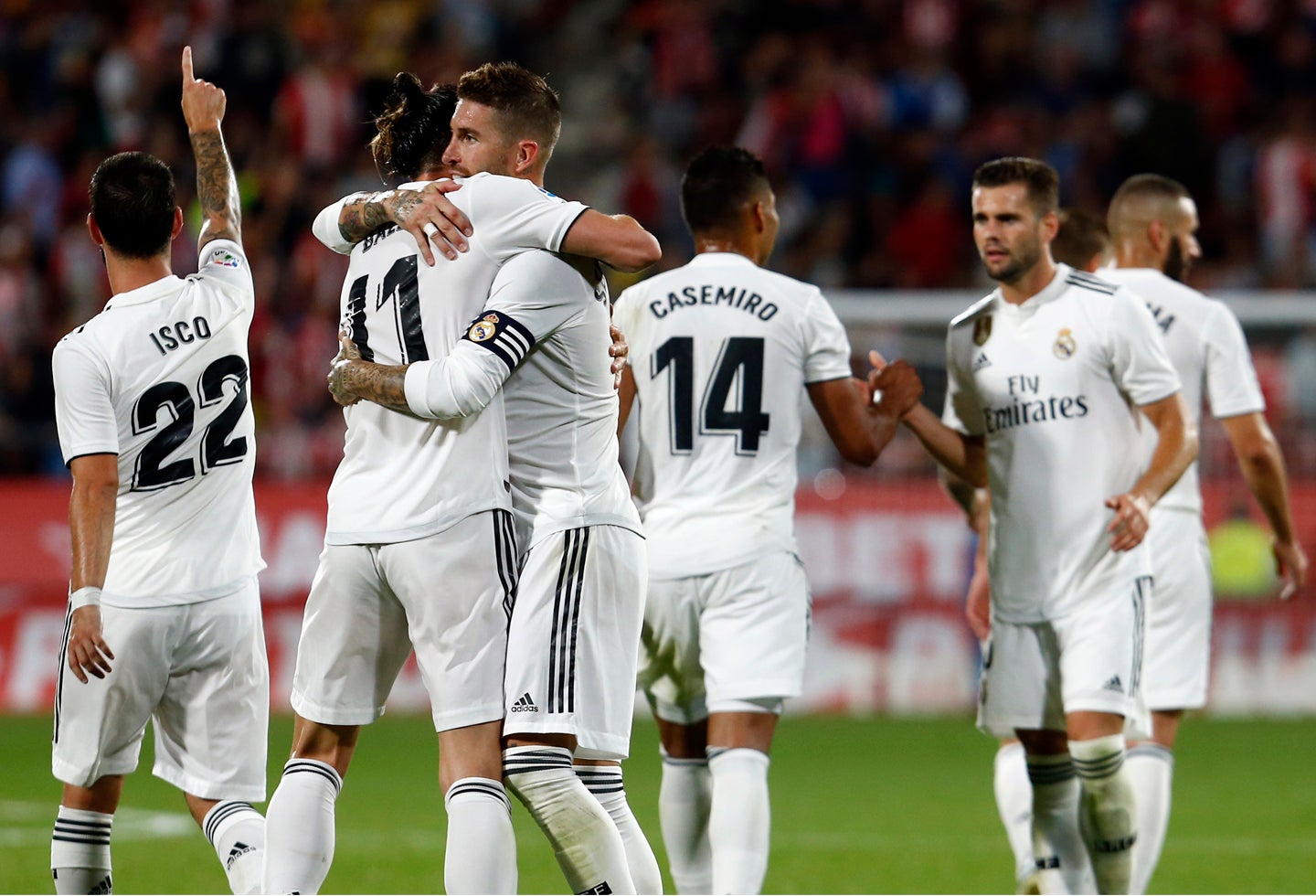 Jugadores del Real Madrid celebrando un gol