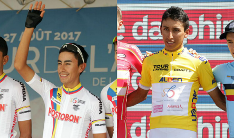 Iván Sosa y Egan Bernal, ciclistas colombianos