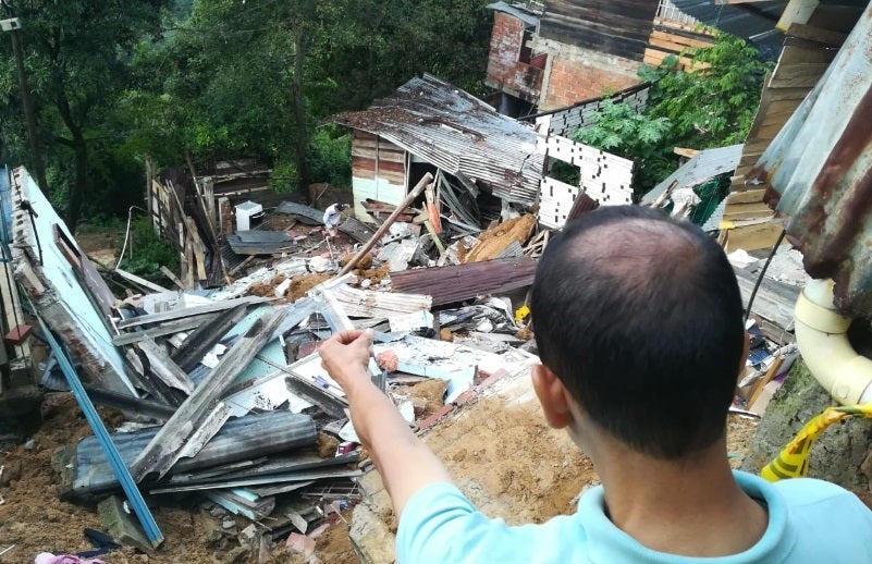 Sector Divino Niño afectado con las lluvias en Bucaramanga.