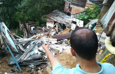 Sector Divino Niño afectado con las lluvias en Bucaramanga.