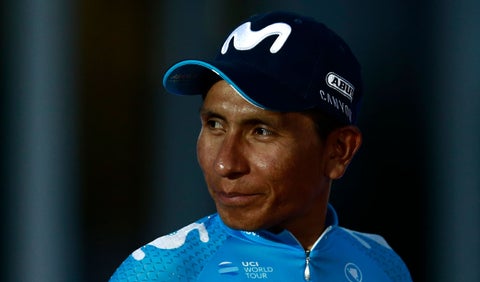 Nairo Quintana durante la premiación en la Vuelta a España 2018