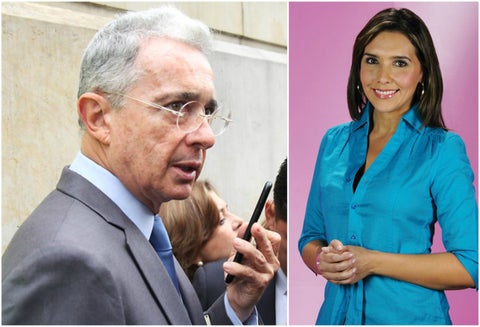 El senador Álvaro Uribe y la presentadora Mónica Rodríguez
