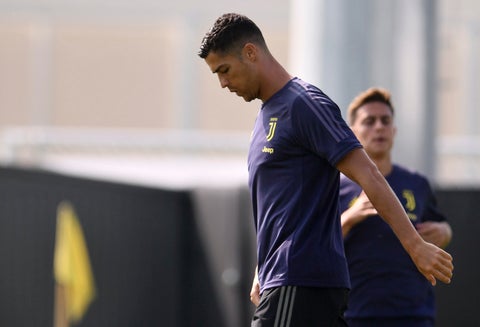 Cristiano Ronaldo en un entrenamiento con Juventus