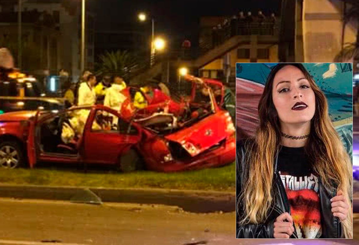 Irlanda Meléndez y el vehículo Volkswagen Jetta en el que se movilizaban los cuatro jóvenes en Bogotá