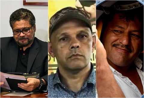 Luciano Marín Arango, alias Iván Márquez; Hernán Darío Velásquez, alias El Paisa, y Henry Castellanos Garzón, alias Romaña