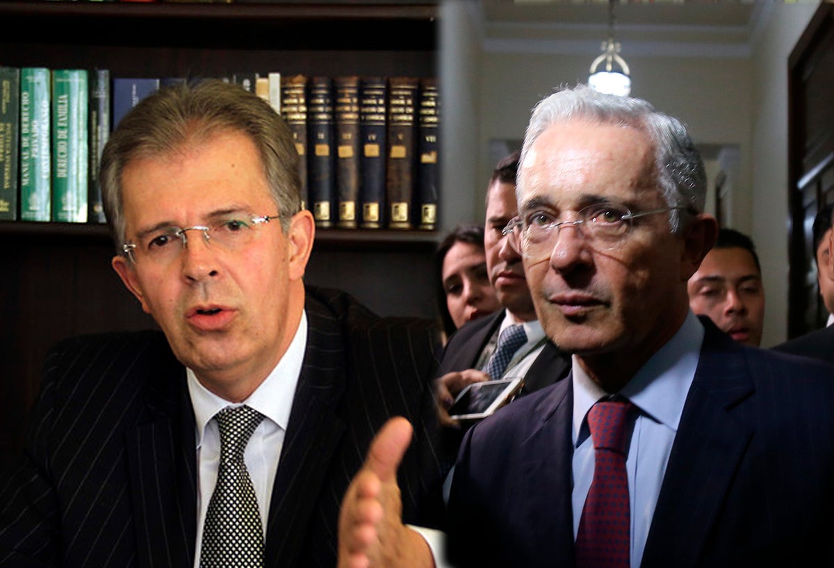 El expresidente de la Corte Suprema, Jaime Arrubla y el senador Álvaro Uribe