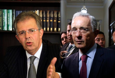 El expresidente de la Corte Suprema, Jaime Arrubla y el senador Álvaro Uribe