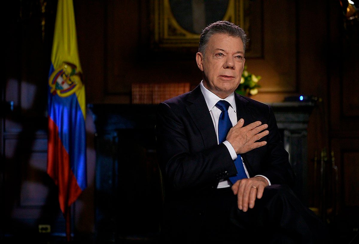 El expresidente Juan Manuel Santos cuando aún estaba en la Casa de Nariño, en Bogotá