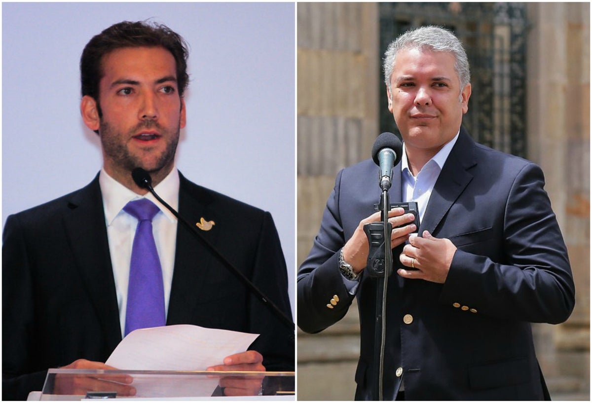 Martín Santos, hijo del expresidente Santos, e Iván Duque, presidente de la República