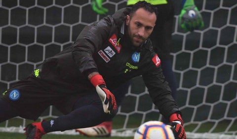 David Ospina, portero del Napoli, en entrenamiento