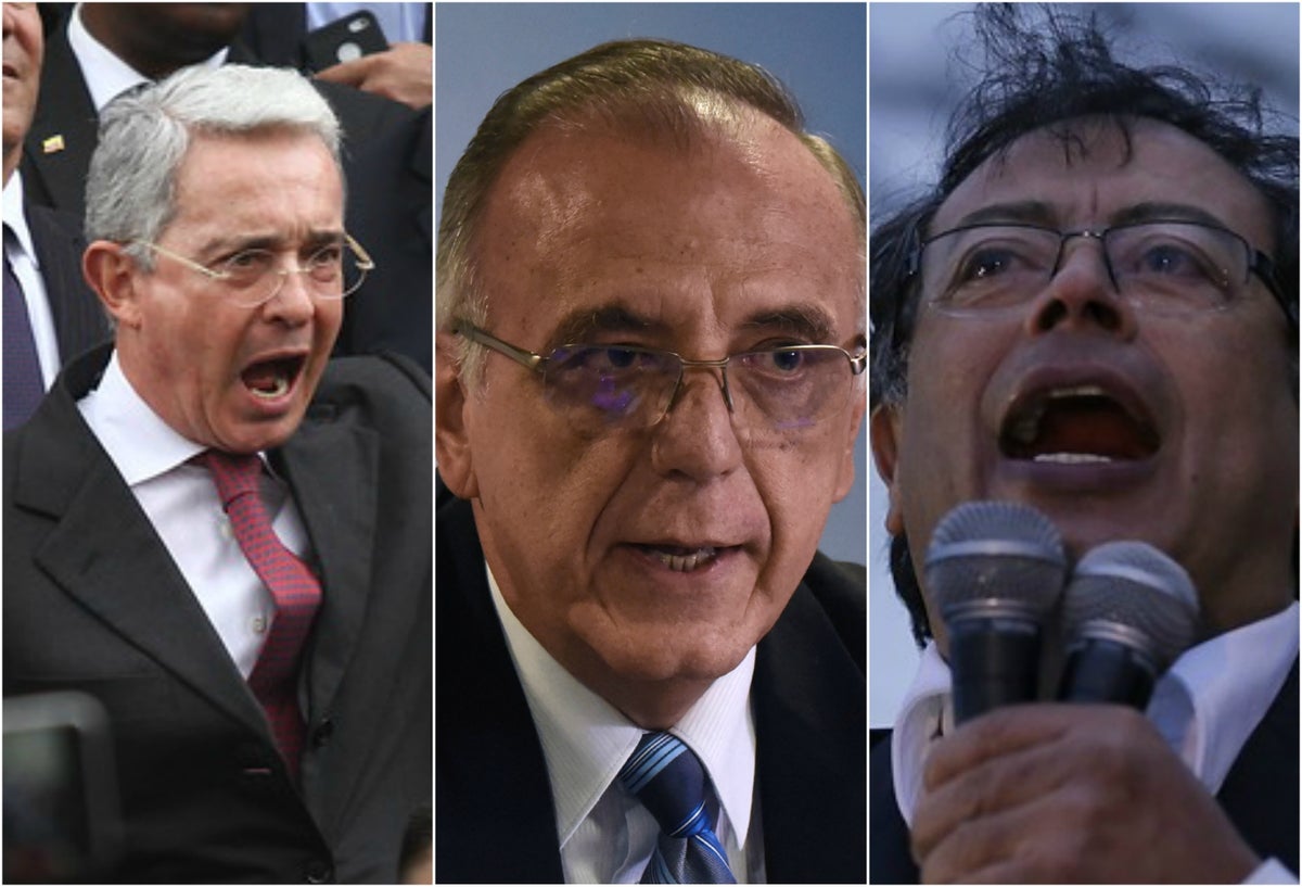 Álvaro Uribe (senador), Iván Velásquez (exmagistrado) y Gustavo Petro (senador)