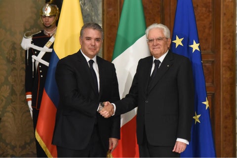 Presidente Iván Duque con el mandatrio de Italia Sergio Mattarella