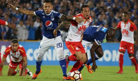 En el partido de ida, Millonarios y Santa Fe empataron 0-0 · Copa Sudamericana 2018
