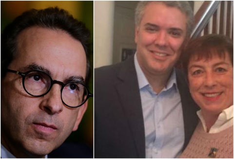 Andrés Valencia, ministro de Agricultura; Iván Duque, presidente de la República y Claudia Ortiz, militante del Centro Democrático