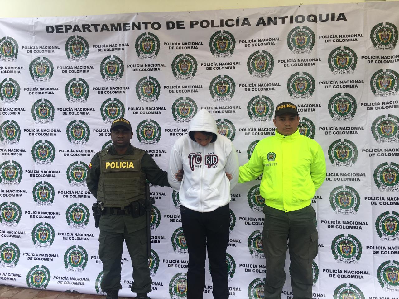 Juan David García Gómez, de 18 años de edad, presunto responsable de crimen de dos niños en Vegachí, Antioquia.