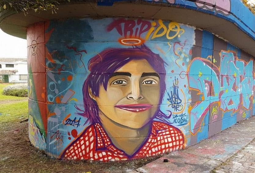 Mural pintado en honor a Tripido como era conocido Diego Felipe Becerra Lizarazo.