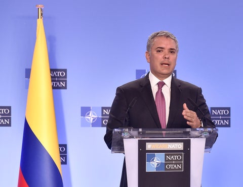 Presidente Iván Duque, durante su visita a la OTAN
