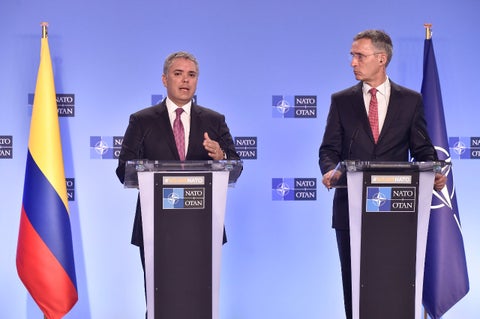 Presidente Iván Duque y el secretario general de la OTAN Jens Stoltenberg