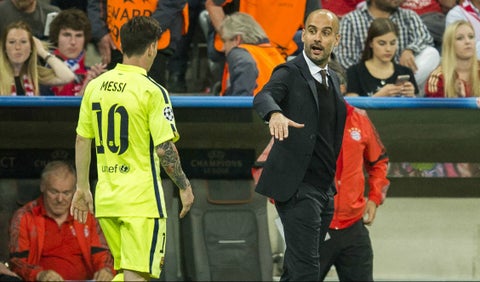 Lionel Messi y Pep Guardiola