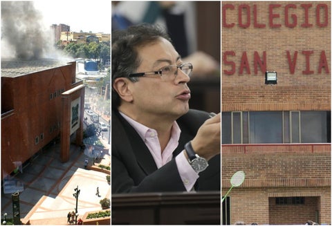 El Centro Comercial Andino, el 7 de junio de 2017; el senador Gustavo Petro y el colegio San Viator