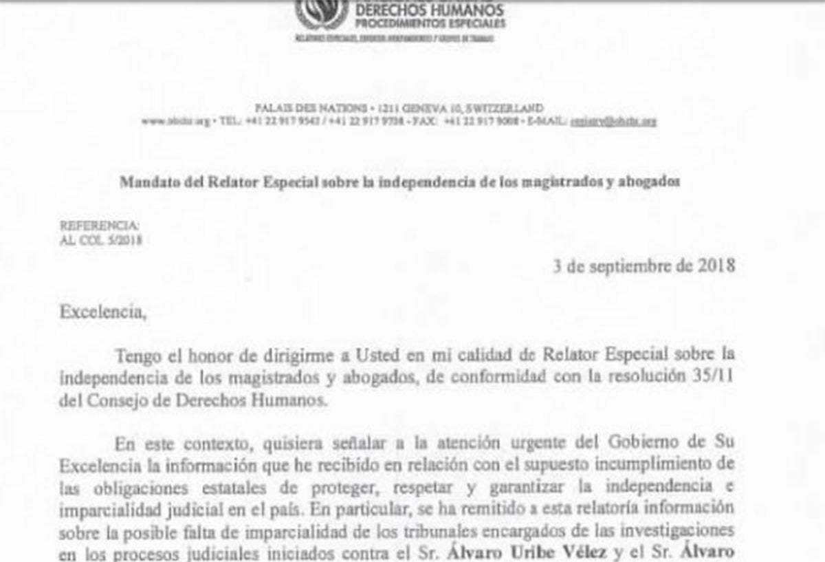 La misiva enviada por Diego García Sayán, relator de la ONU