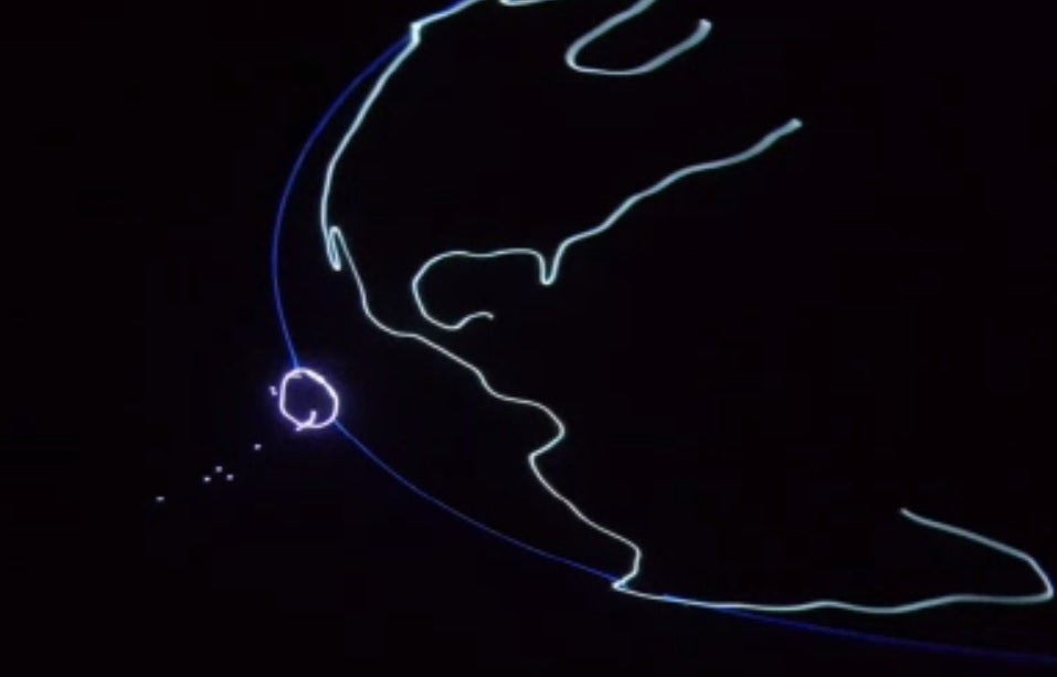 Proyección laser de Soda Stereo en el Planetario de Bogotá