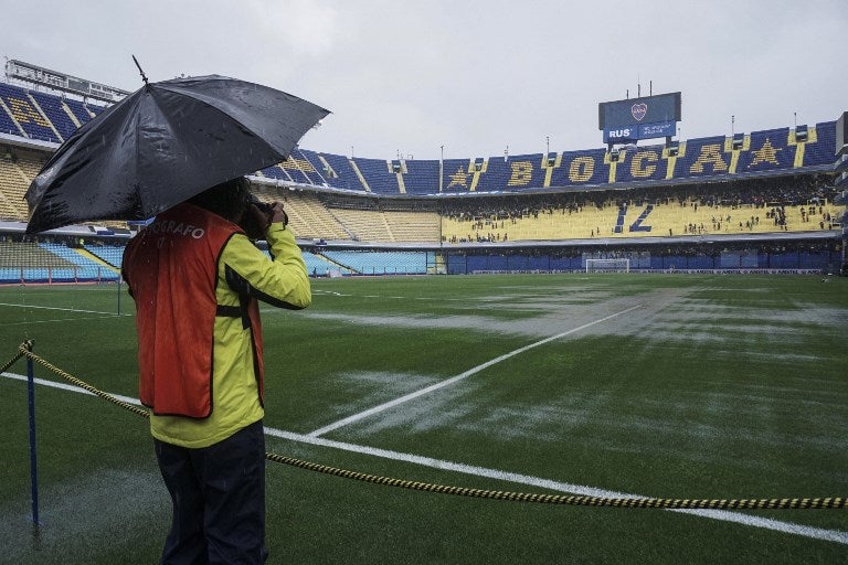 La Bombonera inundada previo a la final de ida entre Boca y River
