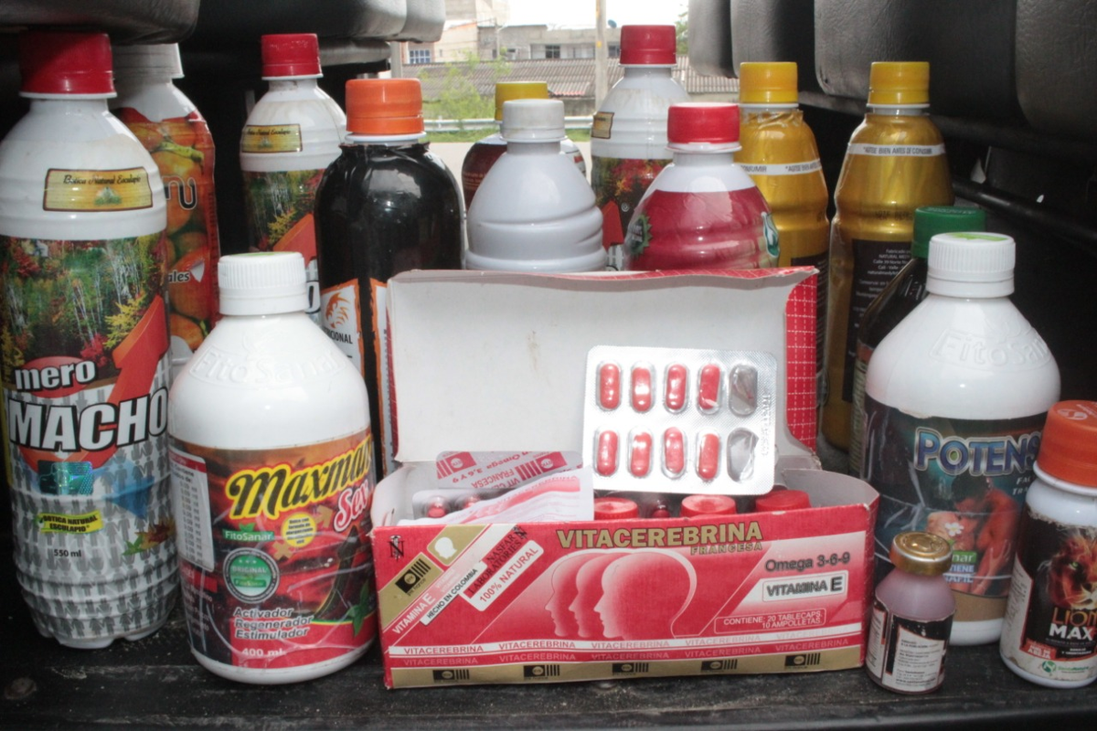 En total fueron 65 unidades de productos afrodisíacos los decomisados, comercializados en zonas cercanas a los moteles de la ciudad.
