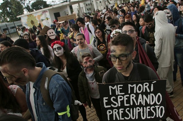 Marcha de estudiantes en Bogotá