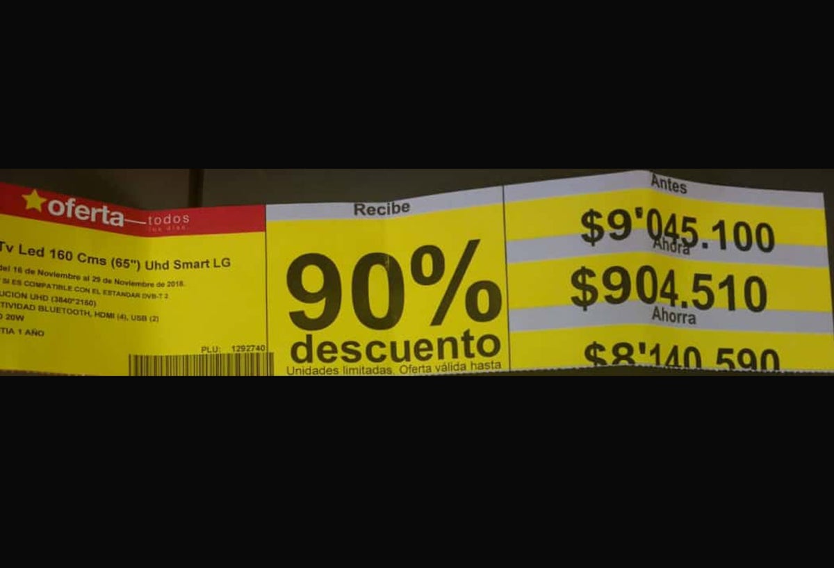 La promoción de televisores que Éxito consideró un error