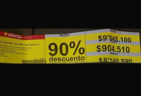 La promoción de televisores que Éxito consideró un error