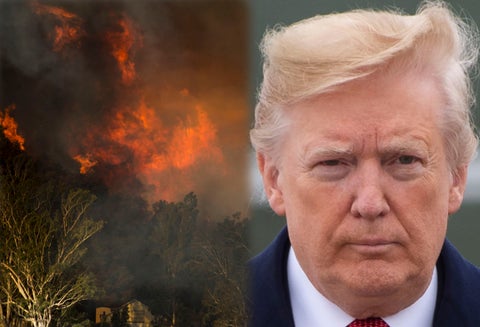 Imágenes de los incendios en California y Donald Trump