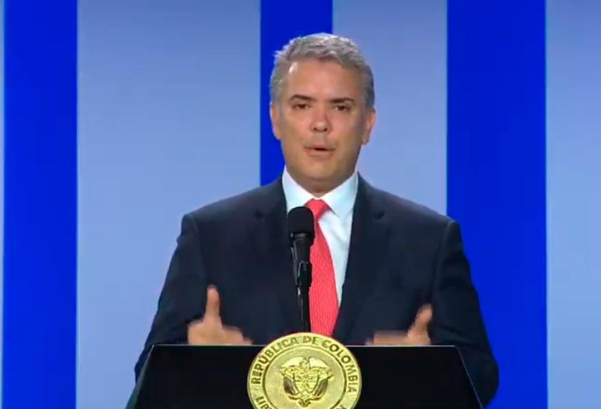 El presidente Iván Duque presentando el balance de sus 90 días de gobierno