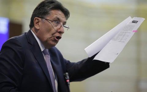 Néstor Humberto Martínez durante su intervención en el Congreso de la República en el debate por Odebrecht