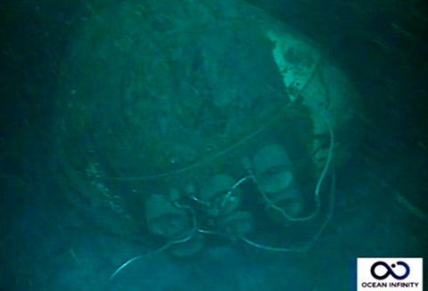 El submarino Ara San Juan en el lecho marino del Atlántico Sur, a 900 metros de profundidad