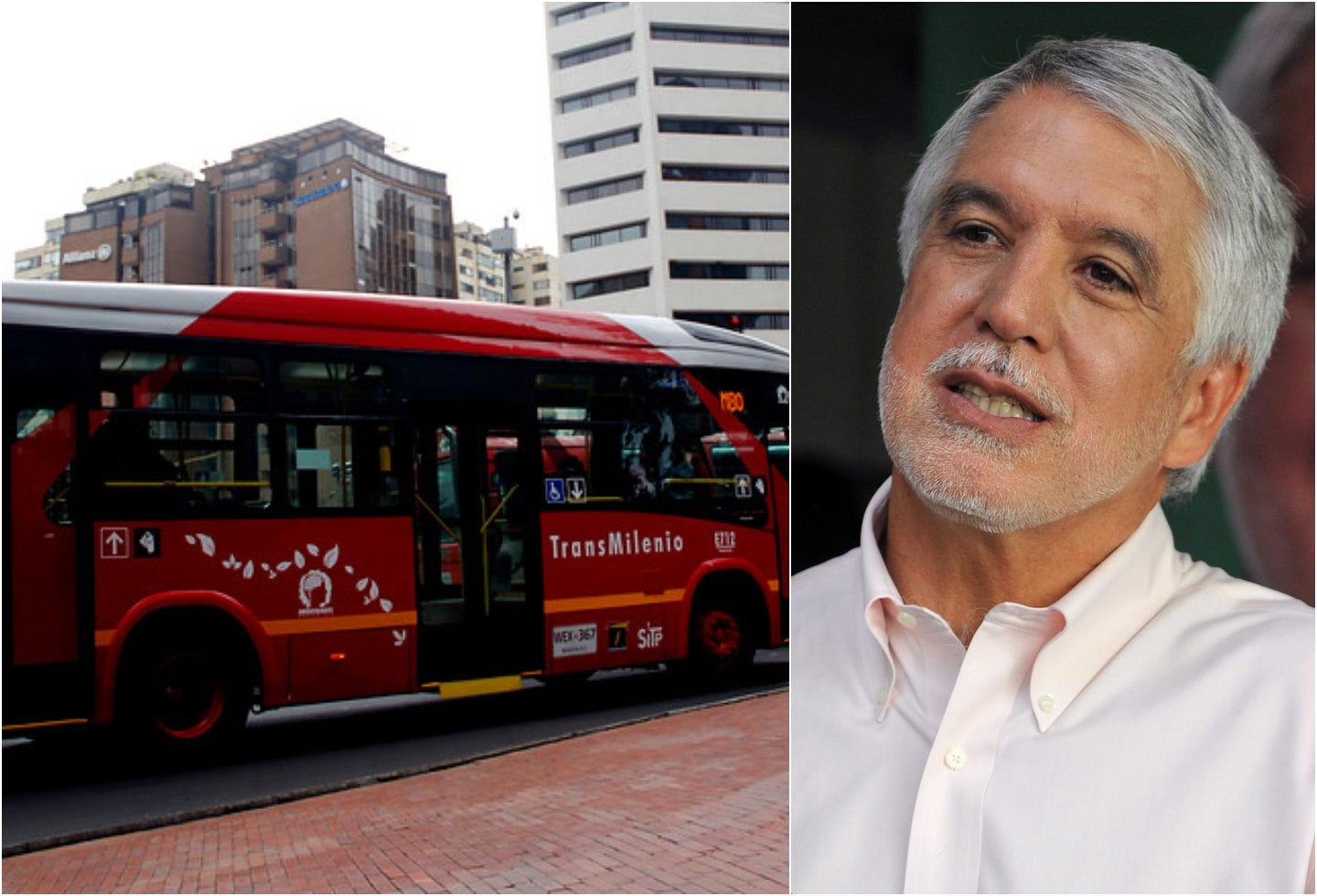 Los articulados de Transmilenio y Enrique Peñalosa, alcalde de Bogotá