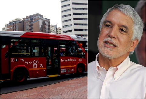 Los articulados de Transmilenio y Enrique Peñalosa, alcalde de Bogotá