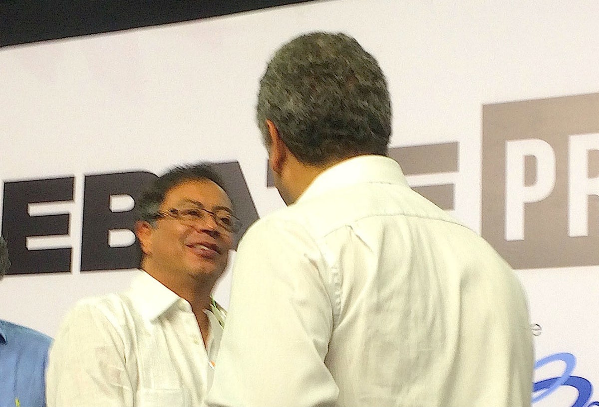 Gustavo Petro e Iván Duque, el 5 de abril de 2018 en Barranquilla