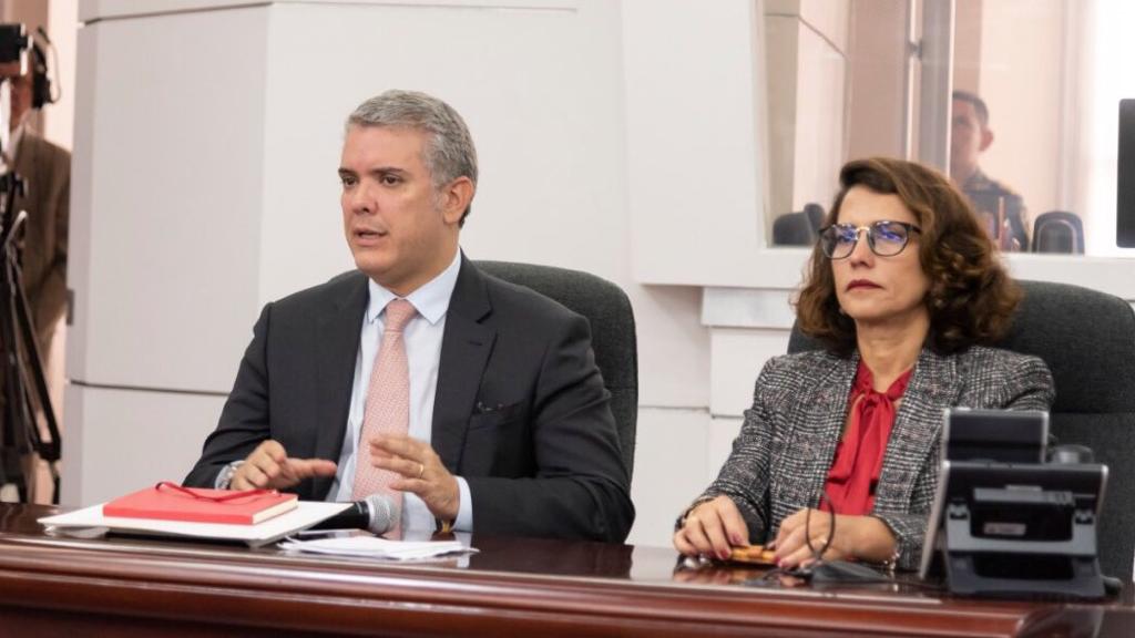 Presidente Iván Duque y la ministra del Interior Nancy Patricia Gutiérrez