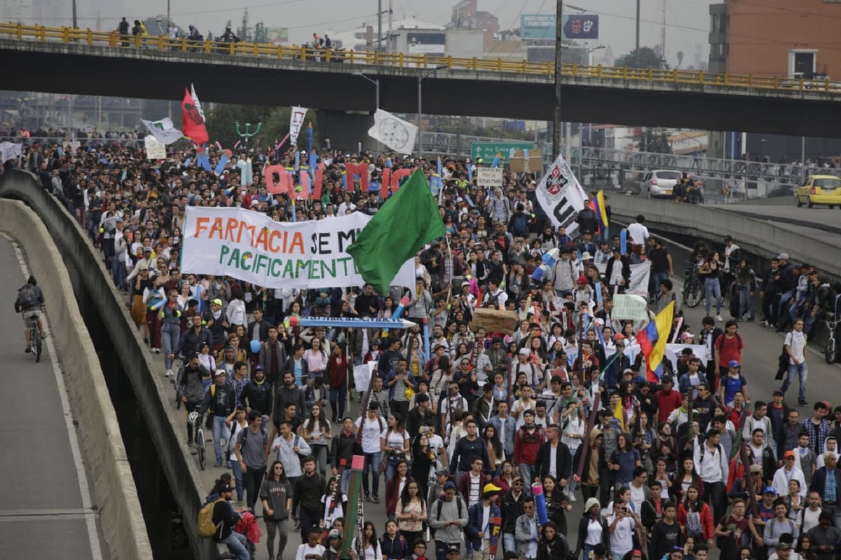 Manifestación de universidades públicas en Bogotá