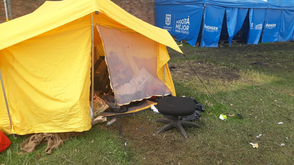 Campamento de venezolanos donde hubo desórdenes