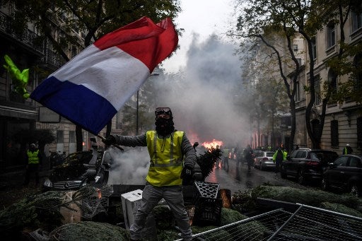 Protesta de chalecos amarillos en Francia.