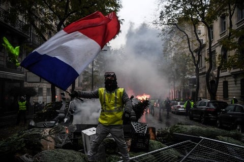 Protesta de chalecos amarillos en Francia.