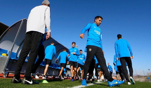 Carlos Tévez durante el primer entrenamiento de Boca Juniors en Madrid