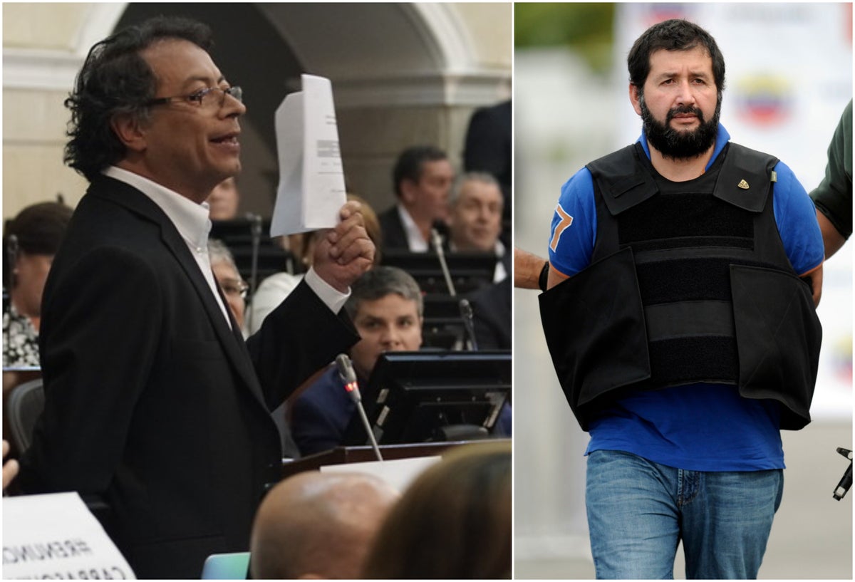 El senador Gustavo Petro y Daniel Herrera, alias El Loco Barrera